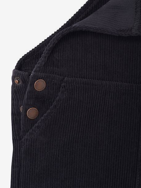 Corduroy Dungarees with Ruffles on Straps for Girls anthracite+grey green - vertbaudet enfant 