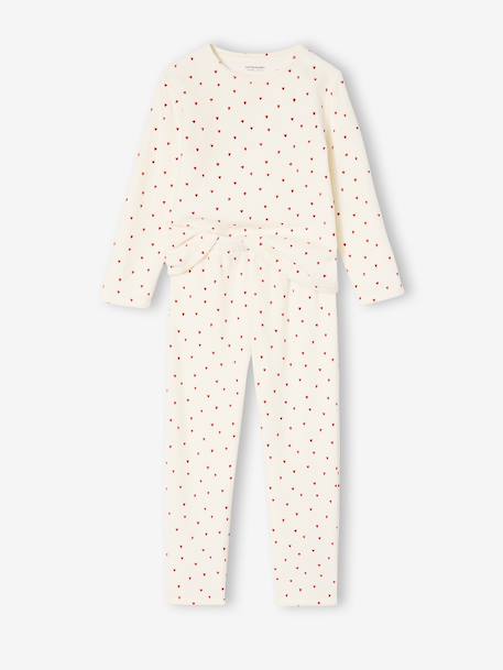 Pack of 2 Heart Print Velour Pyjamas for Girls ecru - vertbaudet enfant 