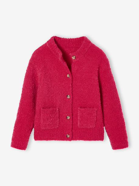 Bouclé Cardigan for Girls fuchsia - vertbaudet enfant 