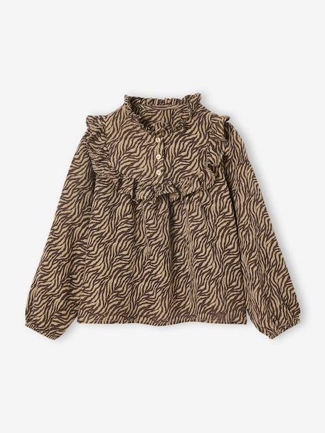 Blouse fille gaze de coton motif zébré chocolat - vertbaudet enfant 