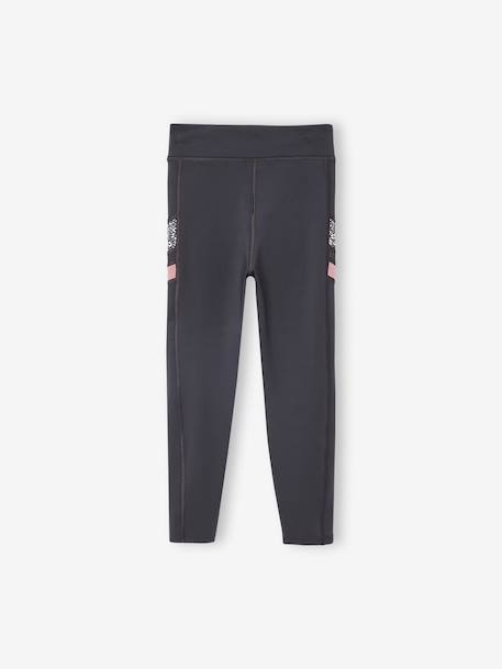 Technical Sports Leggings with Side Stripes anthracite - vertbaudet enfant 