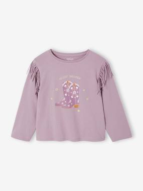 -Long-Sleeved Fringed T-Shirt for Girls 