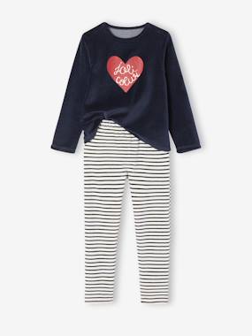 Fille-Lot 2 pyjamas fille velours coeurs