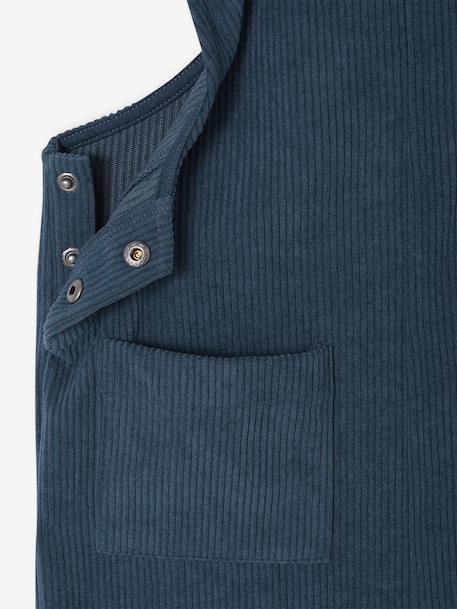 Wide-Leg Fleece-Effect Corduroy Dungarees for Girls fir green+mauve - vertbaudet enfant 