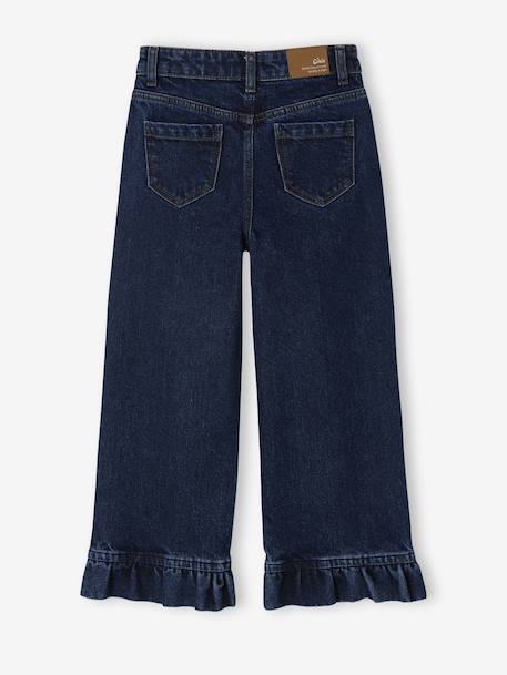 Wide-Leg Jeans with Frills, for Girls deep blue - vertbaudet enfant 