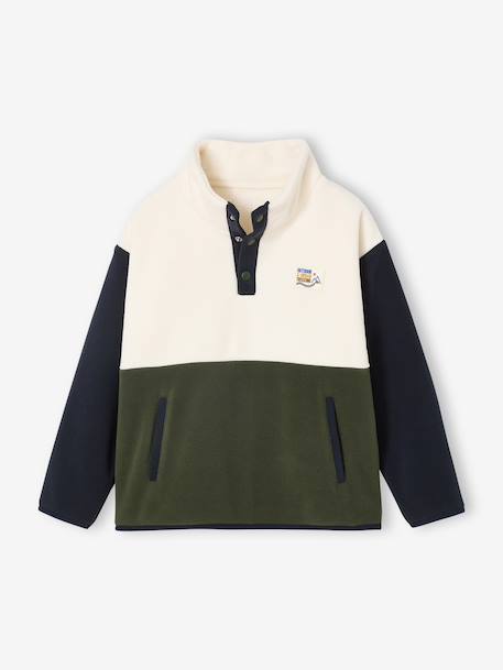 Sweat polaire garçon manches longues bleu+vert - vertbaudet enfant 