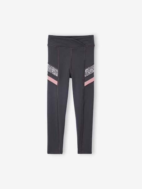 Technical Sports Leggings with Side Stripes anthracite - vertbaudet enfant 