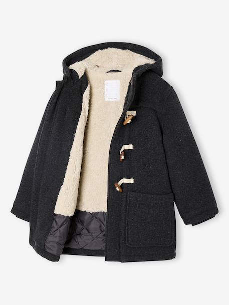 Woollen Duffle Coat with Sherpa Lining for Boys marl grey+navy blue - vertbaudet enfant 