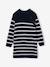 Knitted Striped Dress for Girls ecru+navy blue - vertbaudet enfant 