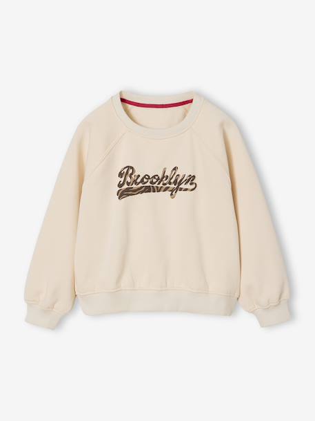 Sweatshirt with 'Brooklyn' Zebra Print for Girls ecru - vertbaudet enfant 