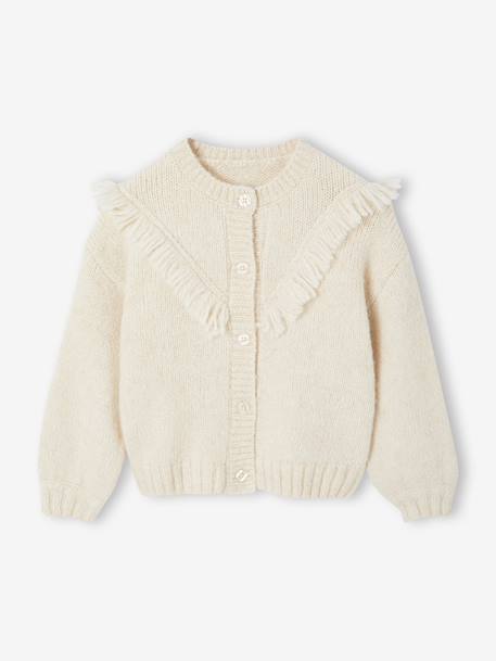 Fringed Cardigan for Girls ecru - vertbaudet enfant 