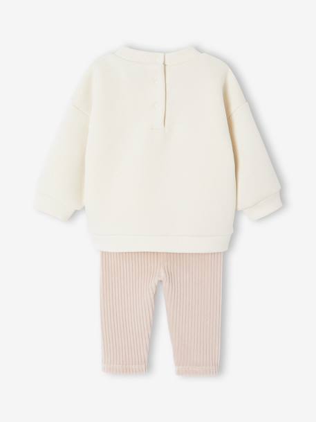 Disney® WINNIE THE POOH baby sweatshirt fleece set + velvet leggings vanilla - vertbaudet enfant 