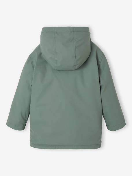 Raincoat with Hood & Sherpa Lining for Boys night blue+sage green - vertbaudet enfant 