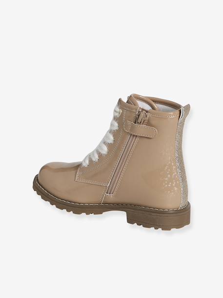 Ankle Boots with Laces & Zip for Children, Designed for Autonomy nude pink - vertbaudet enfant 