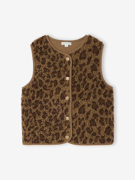 Leopard Print Waistcoat in Sherpa brown+ecru - vertbaudet enfant 