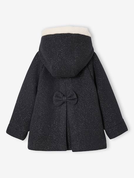 Woollen Fabric Coat with Hood anthracite+marl beige - vertbaudet enfant 