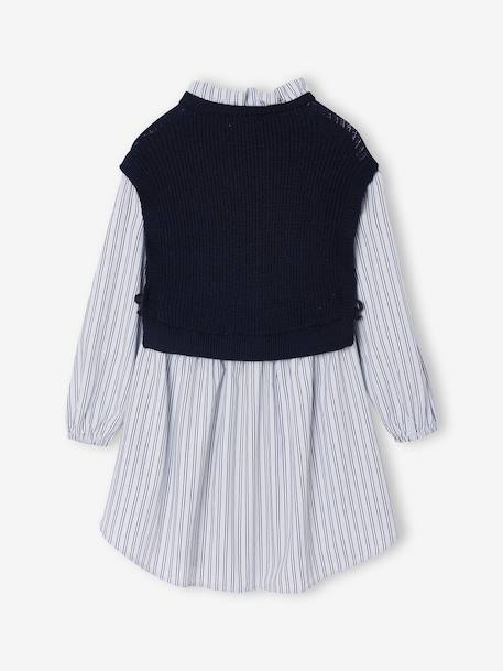 2-in-1-Effect Shirt Dress ecru+marl grey+navy blue - vertbaudet enfant 