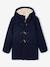 Duffle-coat garçon en drap de laine doublé sherpa gris chiné+marine - vertbaudet enfant 