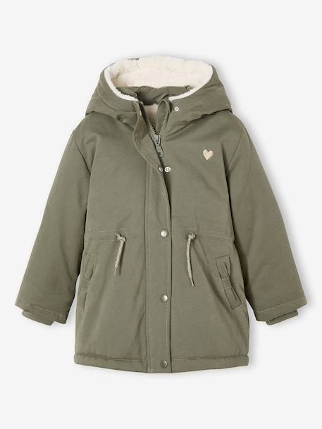 Parka fille à capuche romantique marine+vert - vertbaudet enfant 