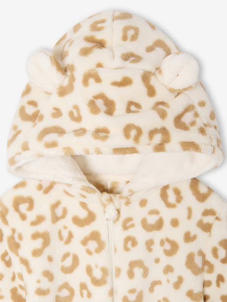 Sherpa leopard print pyjama jumpsuit for girls beige - vertbaudet enfant 
