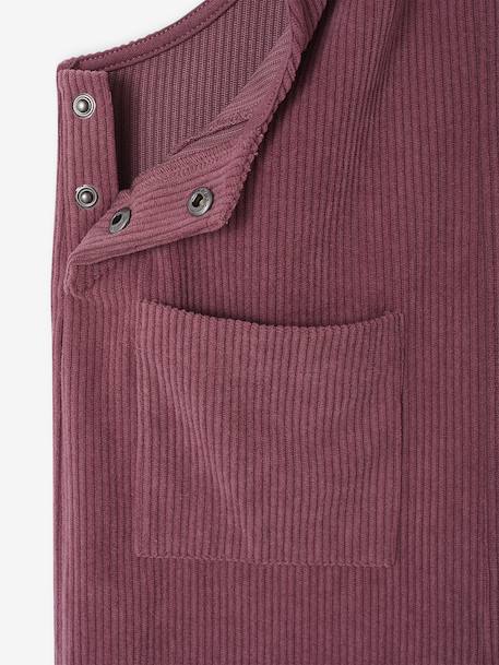 Wide-Leg Fleece-Effect Corduroy Dungarees for Girls fir green+mauve - vertbaudet enfant 