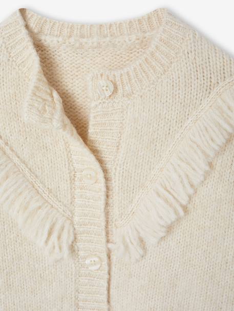 Fringed Cardigan for Girls ecru - vertbaudet enfant 