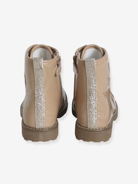 Ankle Boots with Laces & Zip for Children, Designed for Autonomy nude pink - vertbaudet enfant 