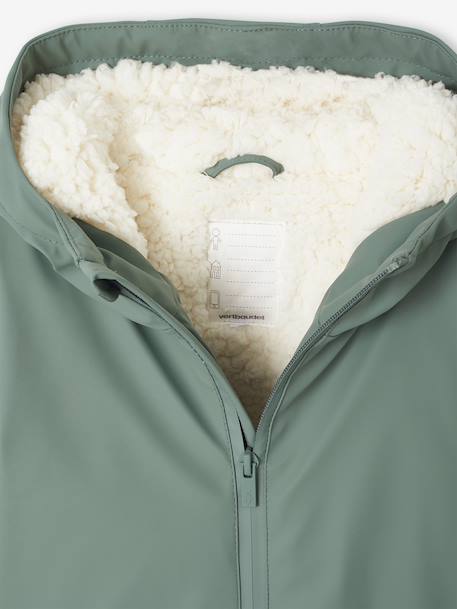 Ciré à capuche garçon doublé sherpa bleu nuit+vert sauge - vertbaudet enfant 