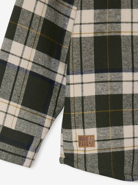 Chequered Flannel Shirt with Sherpa Lining for Boys chequered green - vertbaudet enfant 