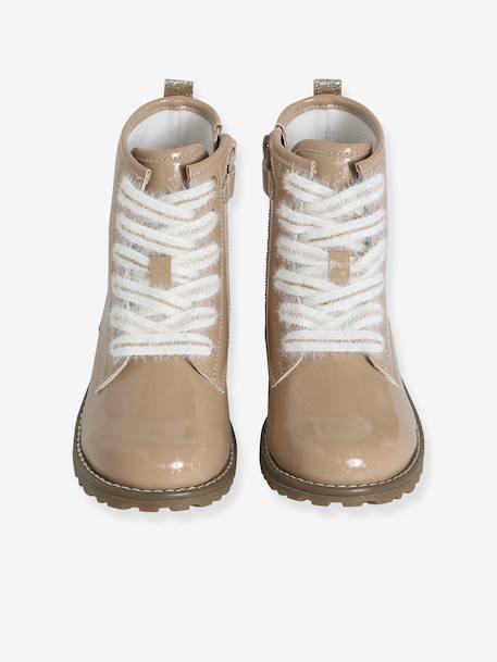 Ankle Boots with Laces & Zip for Children, Designed for Autonomy nude pink - vertbaudet enfant 