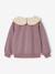 Sweat fille col claudine broderie anglaise écru+gris chiné+mauve+rose pâle+rouge - vertbaudet enfant 