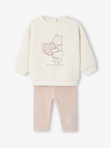 Disney® WINNIE THE POOH baby sweatshirt fleece set + velvet leggings vanilla - vertbaudet enfant 