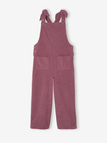 Wide-Leg Fleece-Effect Corduroy Dungarees for Girls fir green+mauve - vertbaudet enfant 