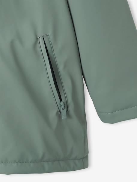 Raincoat with Hood & Sherpa Lining for Boys night blue+sage green - vertbaudet enfant 