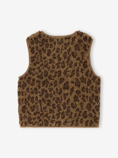 Leopard Print Waistcoat in Sherpa brown+ecru - vertbaudet enfant 