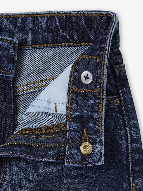 Wide-Leg Jeans with Frills, for Girls deep blue - vertbaudet enfant 