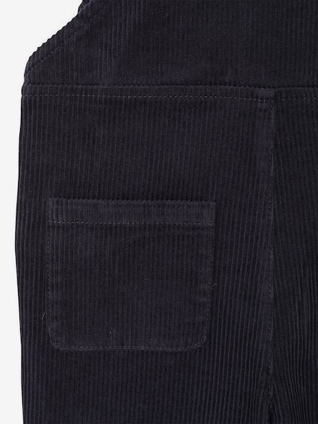 Corduroy Dungarees with Ruffles on Straps for Girls anthracite+grey green - vertbaudet enfant 