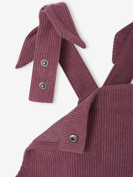 Wide-Leg Fleece-Effect Corduroy Dungarees for Girls fir green+mauve - vertbaudet enfant 