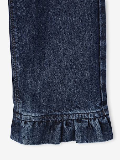 Wide-Leg Jeans with Frills, for Girls deep blue - vertbaudet enfant 