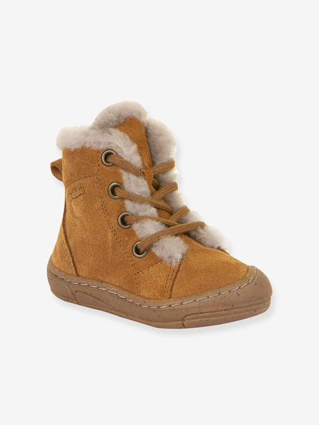 Children's MINNI SUEDE LACES FRODDO boots caramel+old rose - vertbaudet enfant 