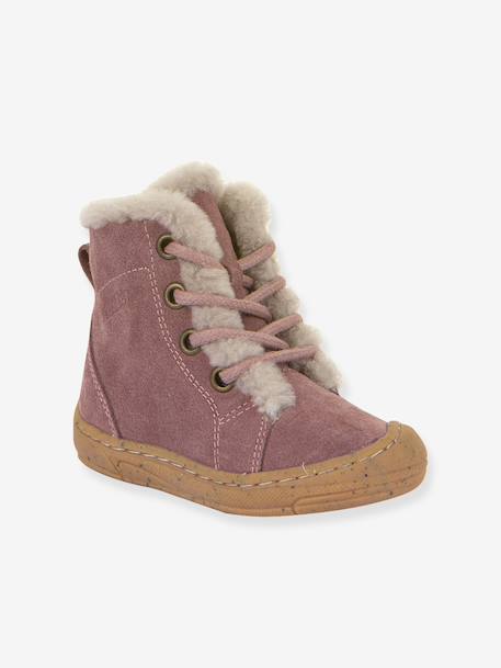 Children's MINNI SUEDE LACES FRODDO boots caramel+old rose - vertbaudet enfant 