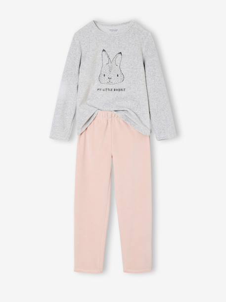 Pack of 2 girls' velvet animal pyjamas marl grey - vertbaudet enfant 