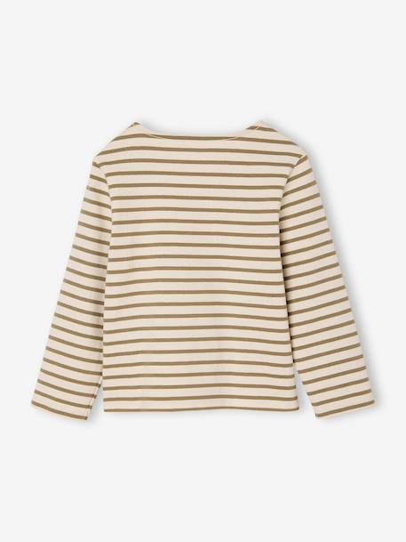 Tee-shirt marinière fille personnalisable marine+olive - vertbaudet enfant 