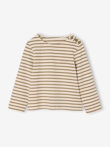 Sailor-Like Top, Long Sleeves, for Girls navy blue+olive - vertbaudet enfant 