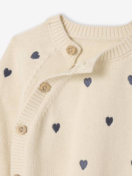 Jumper with Embroidered Little Hearts for Newborns ecru - vertbaudet enfant 