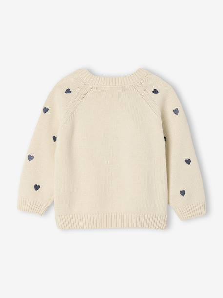 Pull naissance avec petits c½urs brodés écru - vertbaudet enfant 