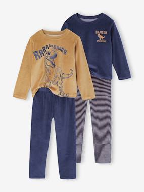 Lot de 2 pyjamas garçon velours Dino - vertbaudet enfant -Lot de 2 pyjamas garçon velours Dino