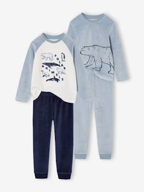-Lot 2 pyjamas garçon velours animaux polaires 