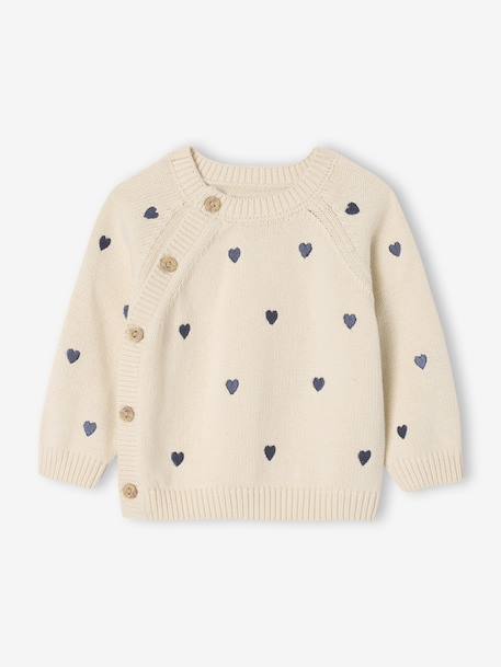 Pull naissance avec petits c½urs brodés écru - vertbaudet enfant 