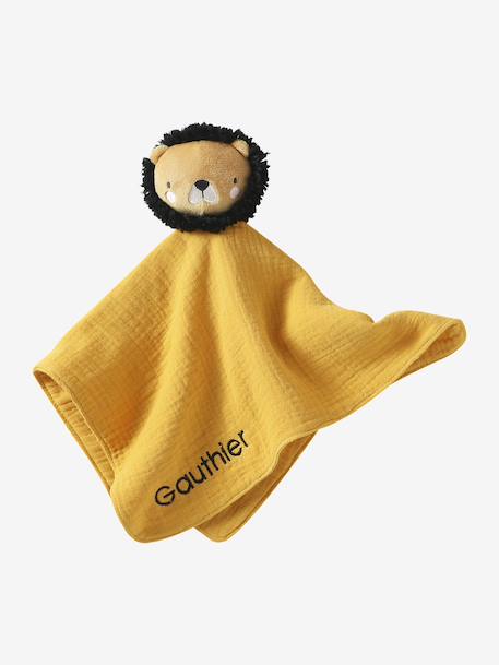 Coffret cadeau 4 pièces : doudou personnalisable + anneau de dentition + hochet + boîte à musique en bois FSC® jaune - vertbaudet enfant 